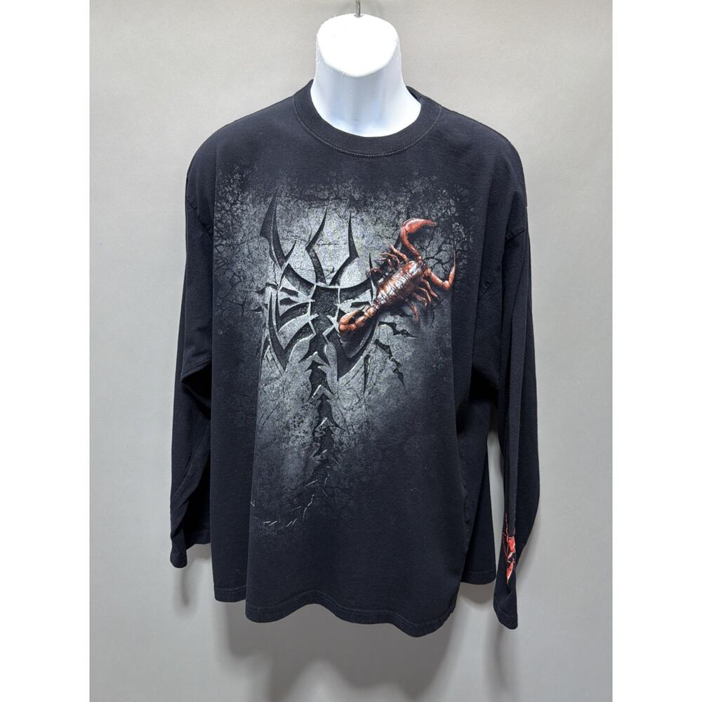 SPIRAL DIRECT BLACK SCORPION PRINTED DOUBLE SIDED LONG SLEEVE T-SHIRT XXL
